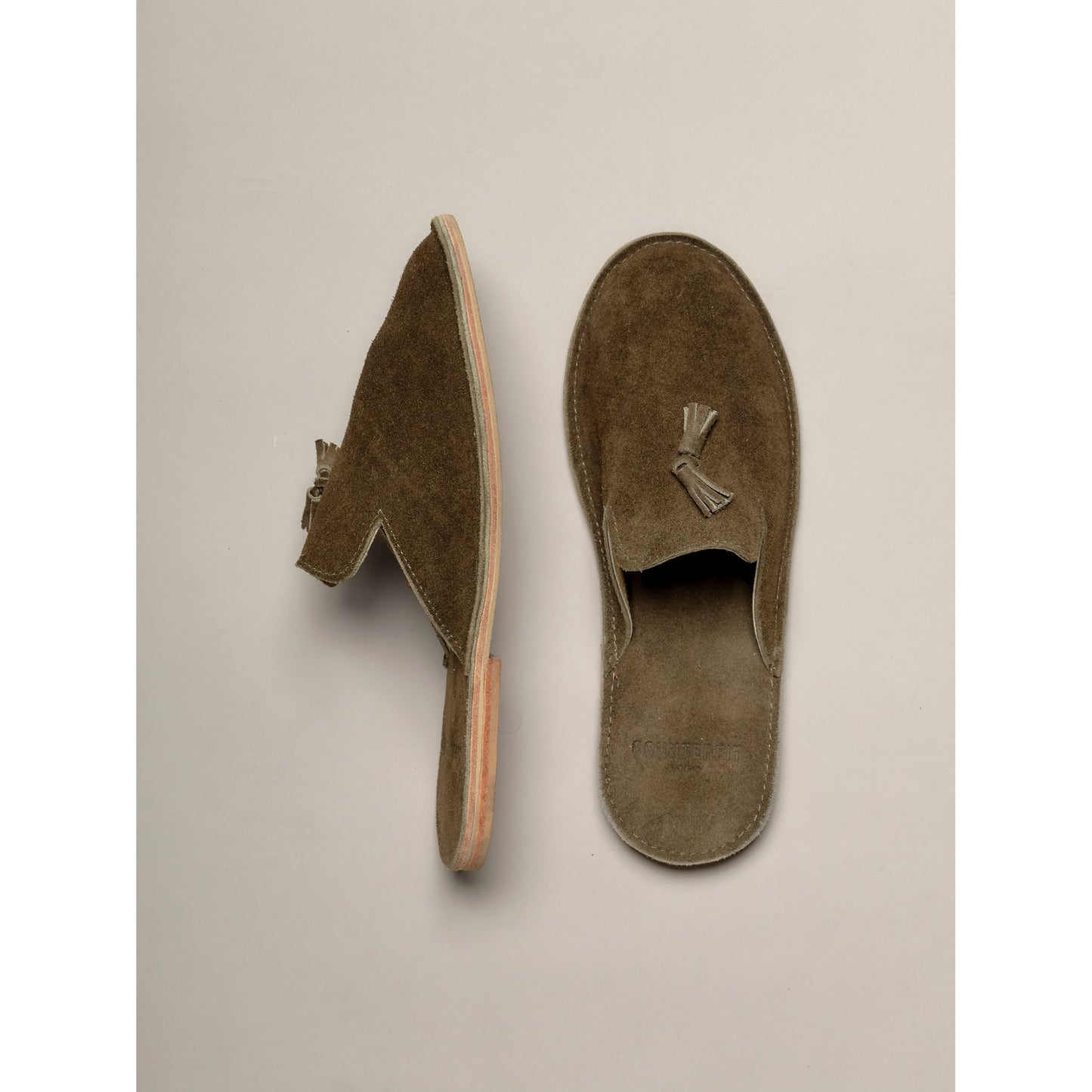 Tassel slipper olive suede green