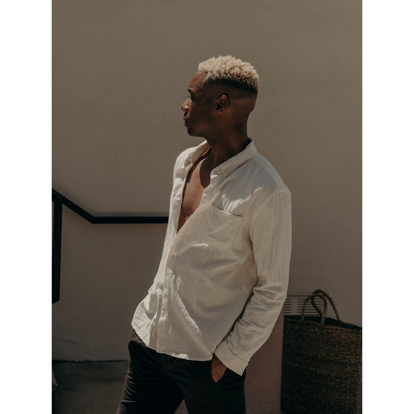 Button down Shirt in off white cotton - counterfitstudio