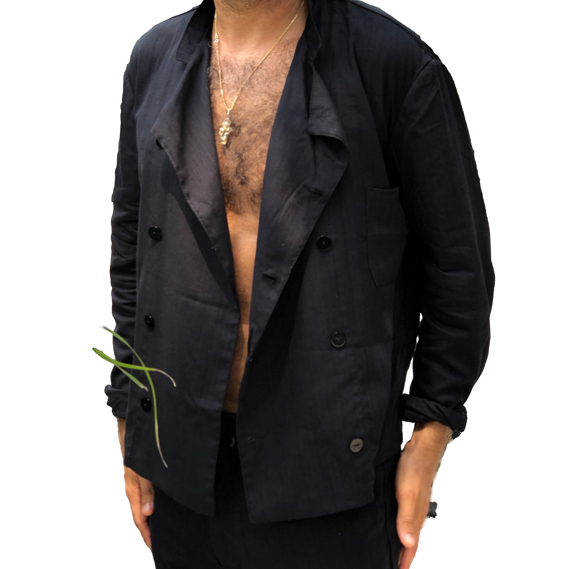 Double breasted Overshirt in bamboo-cotton - counterfitstudio